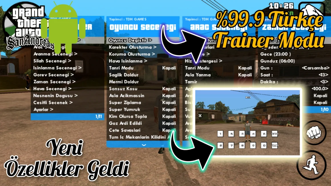 GTA SA Android v4 Türkçe Trainer Modu